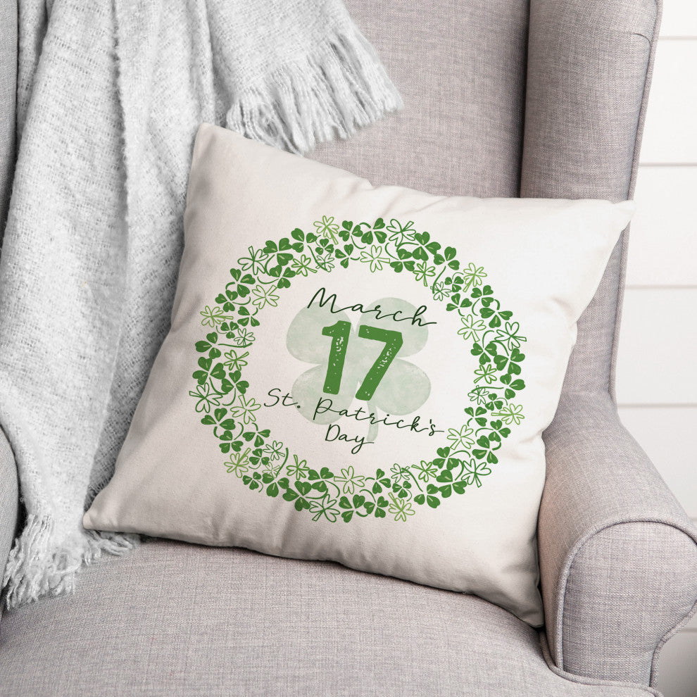 March 17 St. Patrick's Day 18x18 Spun Poly Pillow