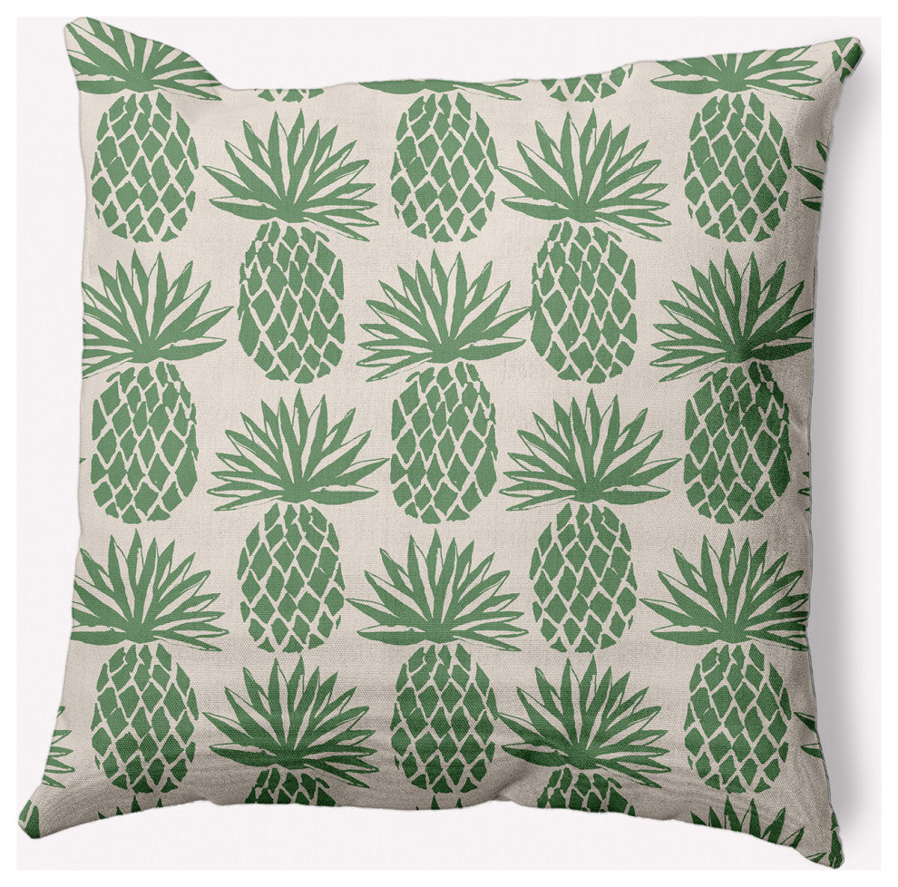 18" x 18" Pineapple Stripes Indoor/Outdoor Polyester Throw Pillow, Sage
