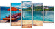 Boat in Lake Bled In Julian Alps, Landscape Canvas Print, 60"x32", 5 Panels