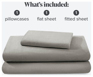Bare Home Cotton Flannel Sheet Set, Light Gray, Twin Xl