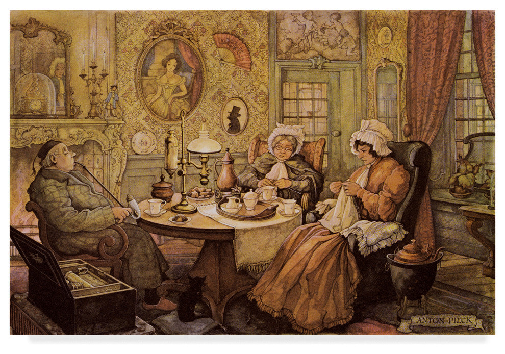 Anton Pieck ''Sitting At The Table'' Canvas Art