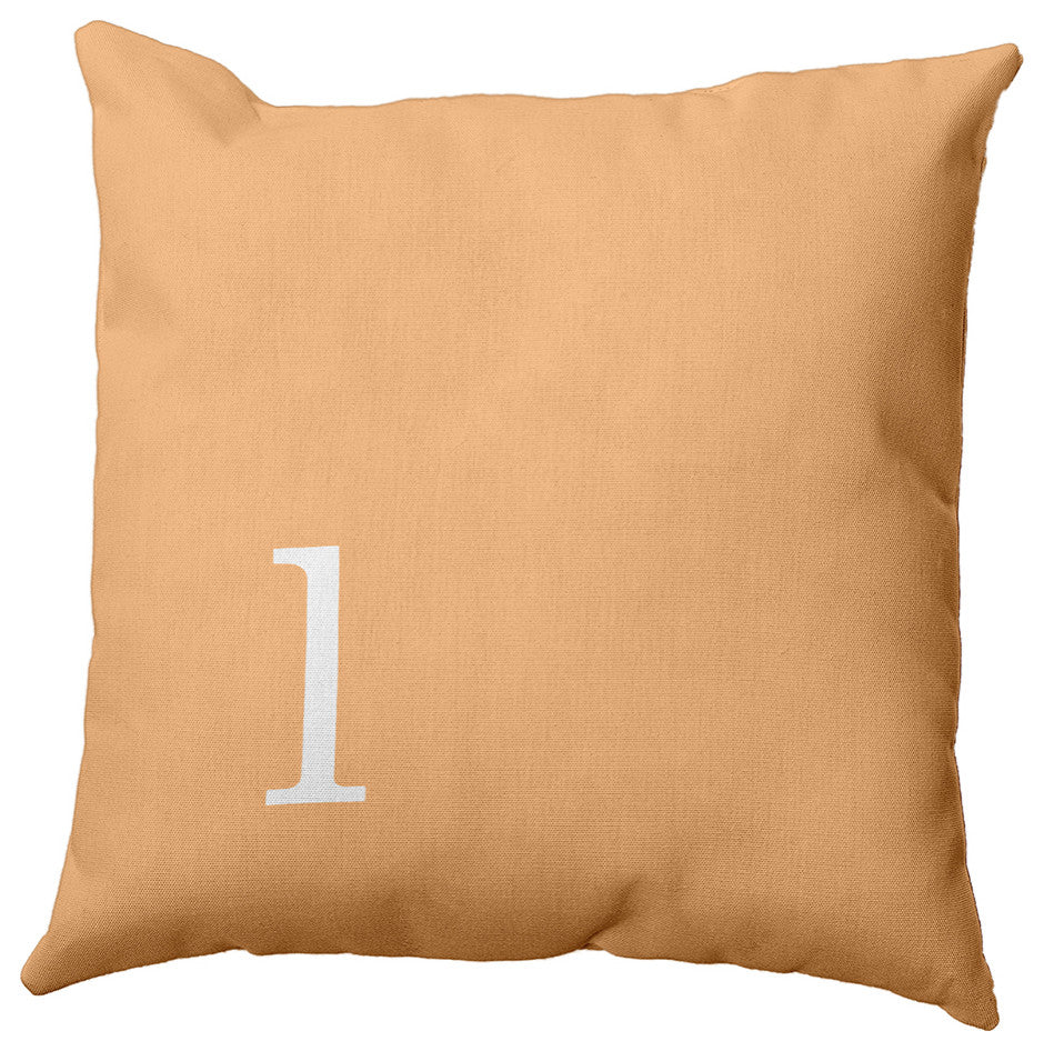 26"x26" Modern Monogram Decorative Throw Pillow, Pale Gold