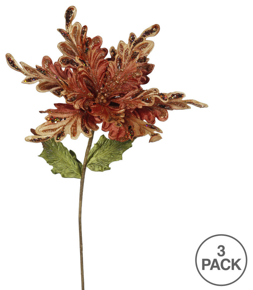 Vickerman Of160128 31" Copper Velvet Poinsettia Artificial Christmas Pick