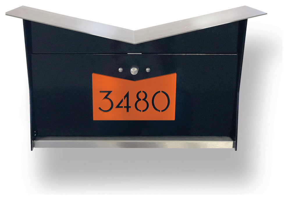 ButterFly Box: Contemporary, Modern, Wall-Mounted Mailbox in Black and Orange