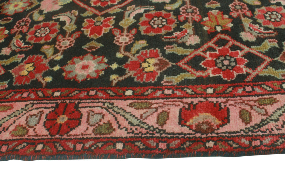 Fine Vintage Distressed Anamarie Navy/Pink Runner, 3'3x13'6
