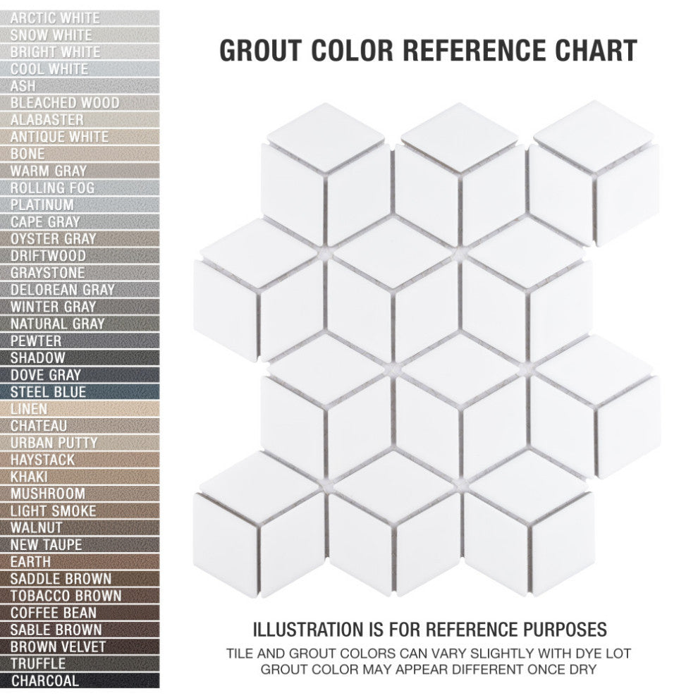 Hudson Rhombus Porcelain Mosaic Tile Sample