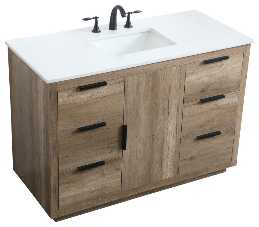 Bethany Single Bathroom Vanity, Natural Oak, 48"