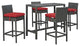 Sojourn 5 Piece Outdoor Patio Sunbrella Pub Set, Canvas Red