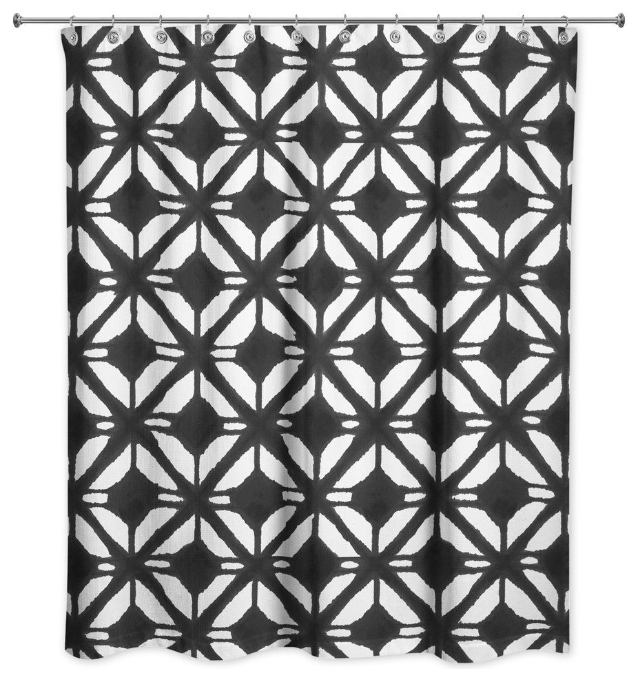 Watercolor Diamond Shower Curtain, Black