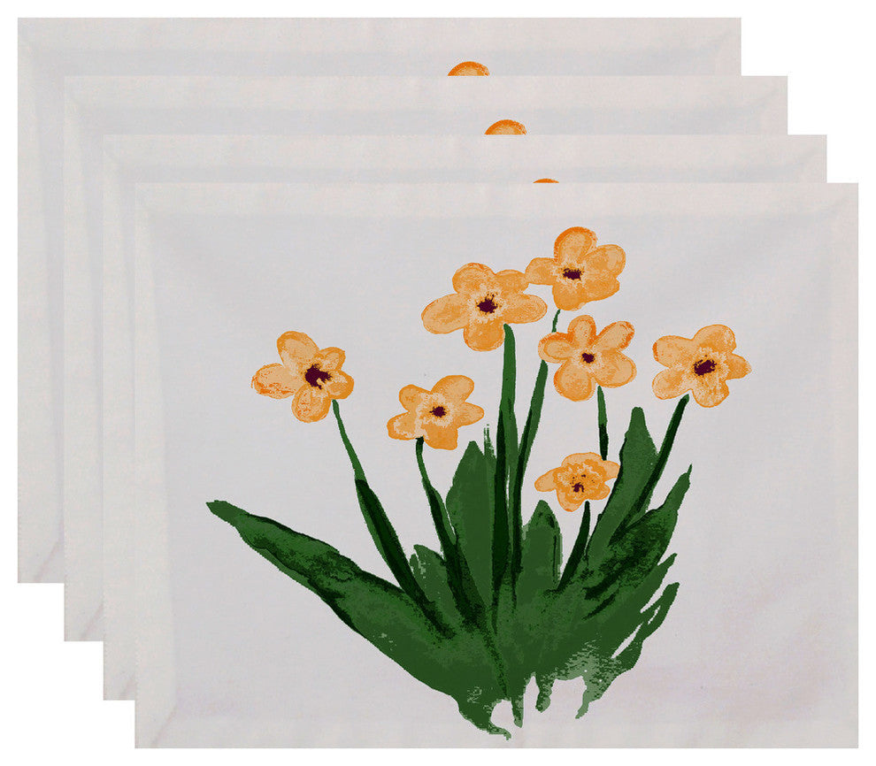 18"x14" Pretty Little Flower Placemats, Set of 4, Yellow