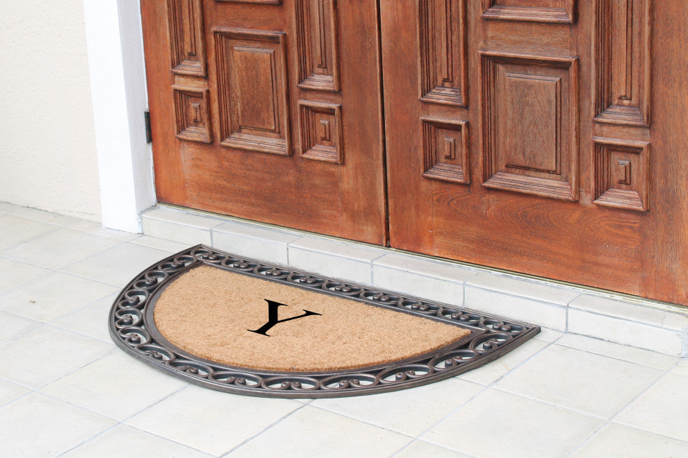 A1HC Natural Coir Monogrammed Door Mat For Front Door, 30"x48", Y