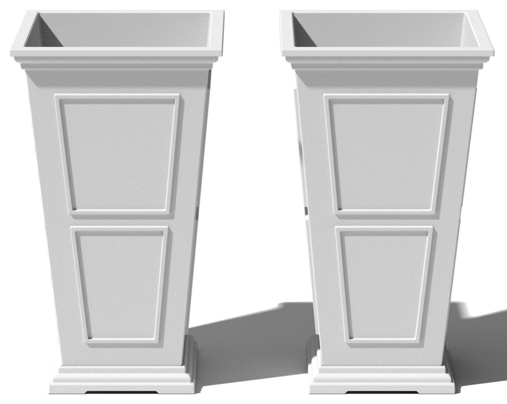 Veradek Brixton Tall Planter, White, 26 Inch, 2 Pack