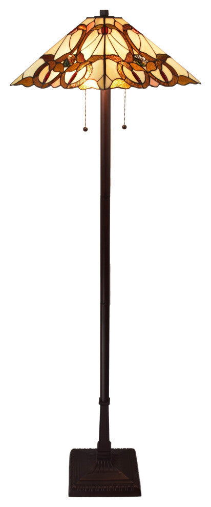 Tiffany Style 2 Light Journey Floor Lamp, 63" Tall