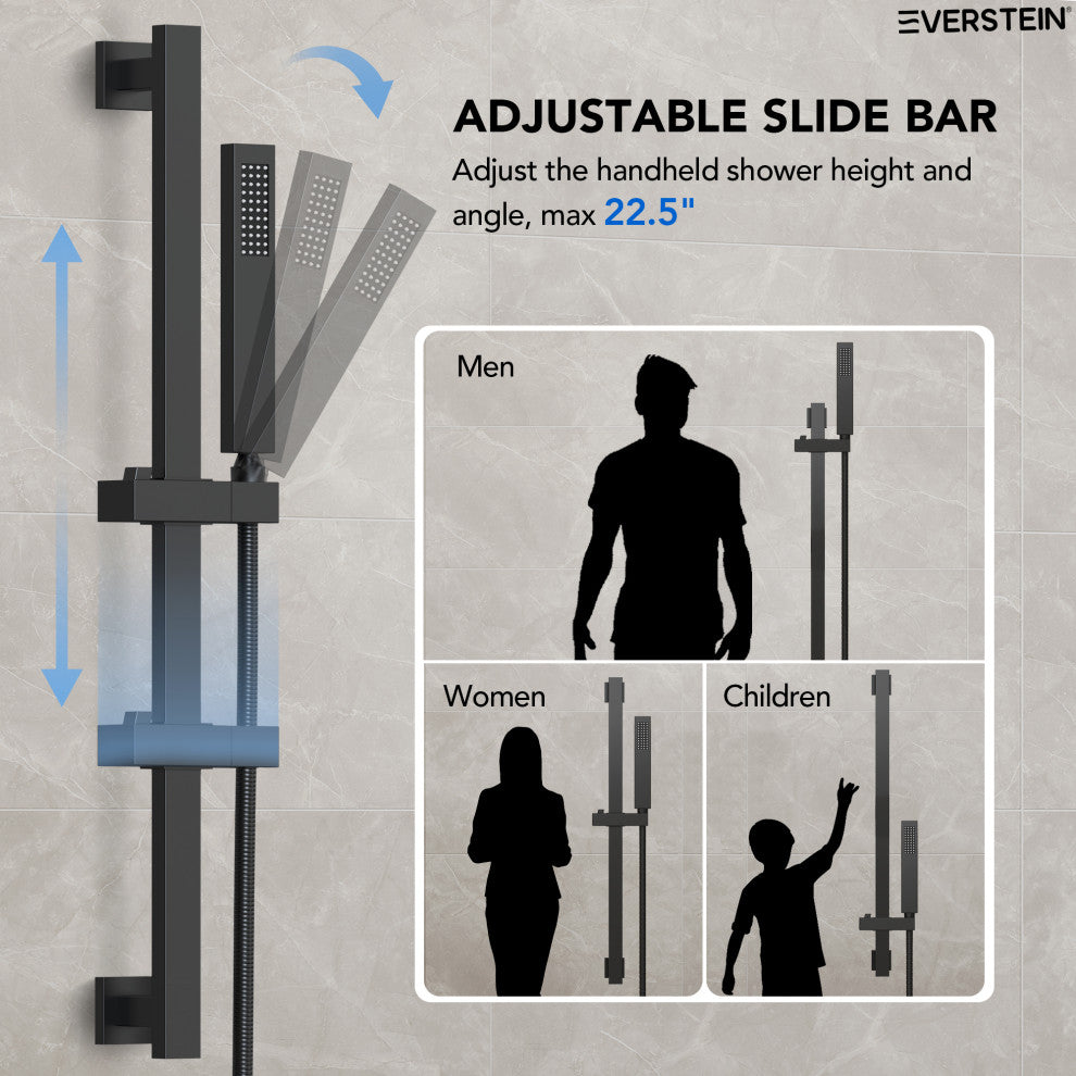 Dual Heads 10"x 6" Rain Shower System with Hand Shower Spray, Matte Black