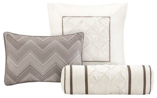 Madison Park Laurel 7 Piece Tufted Comforter Set in Taupe