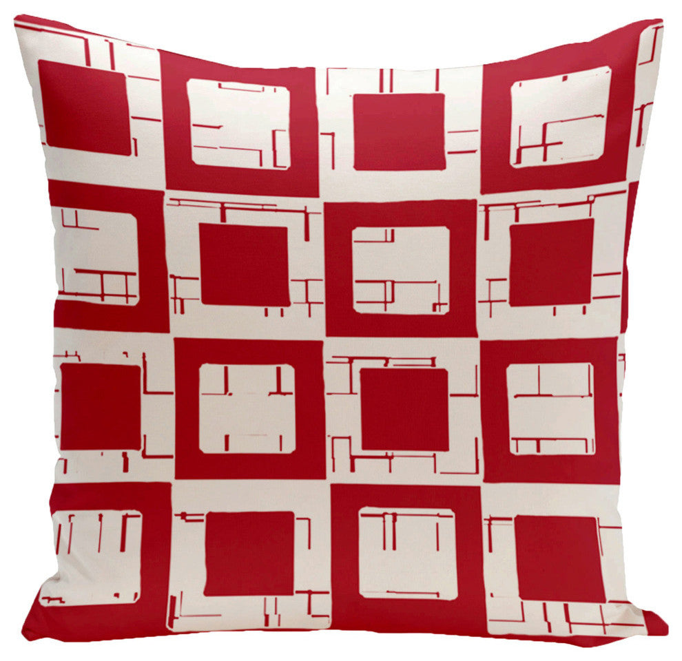 Geometric Decorative Pillow, Red, 16"x16"