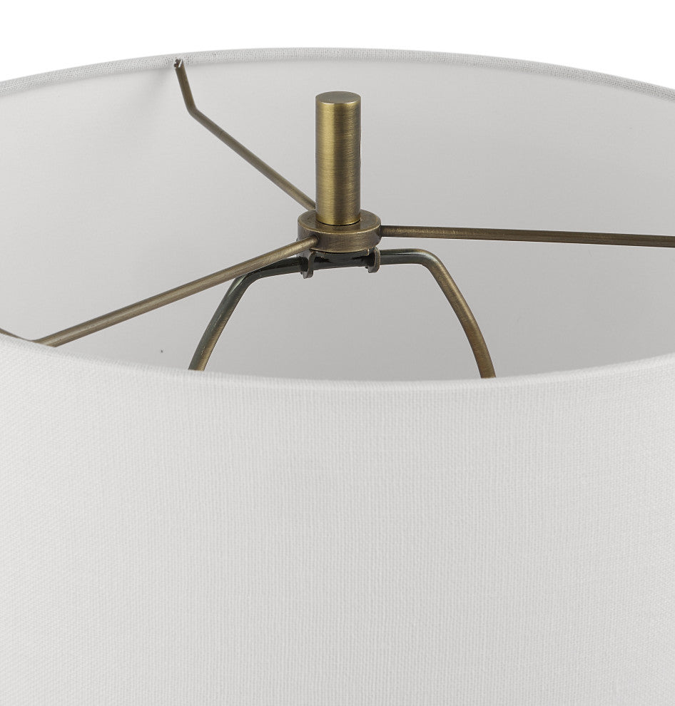 Minimalist Black Faux Granite Stone Table Lamp 34 in Buffet Style Trumpet Shape