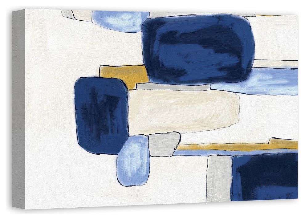 Watercolor Blue Abstract Squares 20x30 Canvas Wall Art