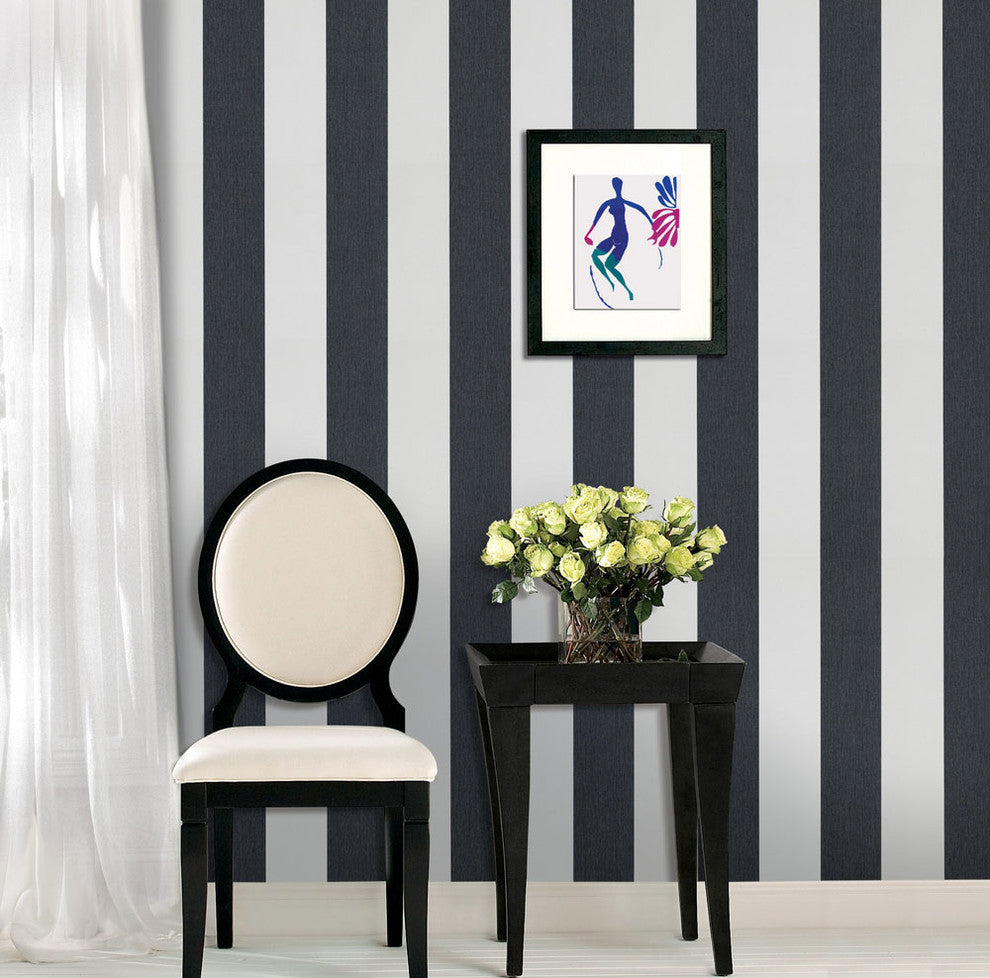 Carnival Striped Wallpaper, Smoke Black and White