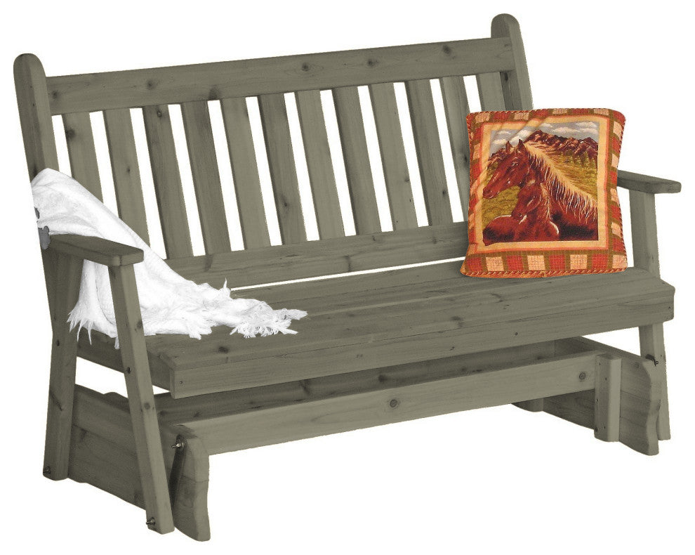 Cedar Traditional English Glider, Gray Stain, 4 Foot