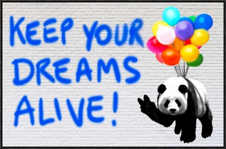 "Keep your dreams alive!" Framed Canvas Giclee by Masterfunk Collective, 37x25"