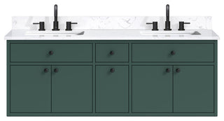 Paisley Vanity Combo, Cala White Engineered Top, 60", Everglade Green, Double Sink