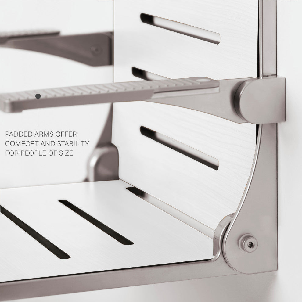Seachrome Silhouette Comfort Shower Seats with Arms, White Seat With Silver Frame