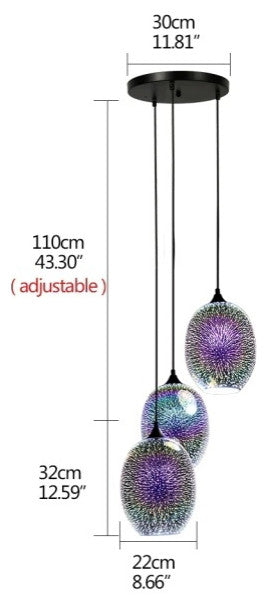 MIRODEMIÂ® Gourdon 3D Colorful Starry Sky Pendant Lamp, B3t