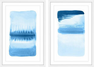 "Blue Flows" Framed Painting Diptych, 60"x45"