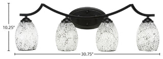 Zilo 4 Light Bath Bar, 5" Black Fusion Glass