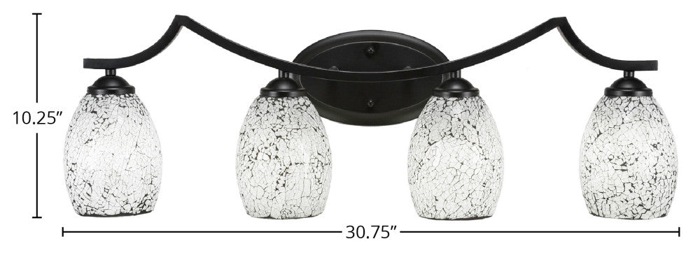 Zilo 4 Light Bath Bar, 5" Black Fusion Glass