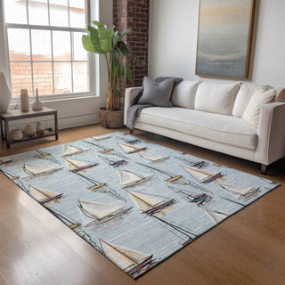 Addison Premium Washable Mayfield AMF153 Blue 9' x 12' Rug
