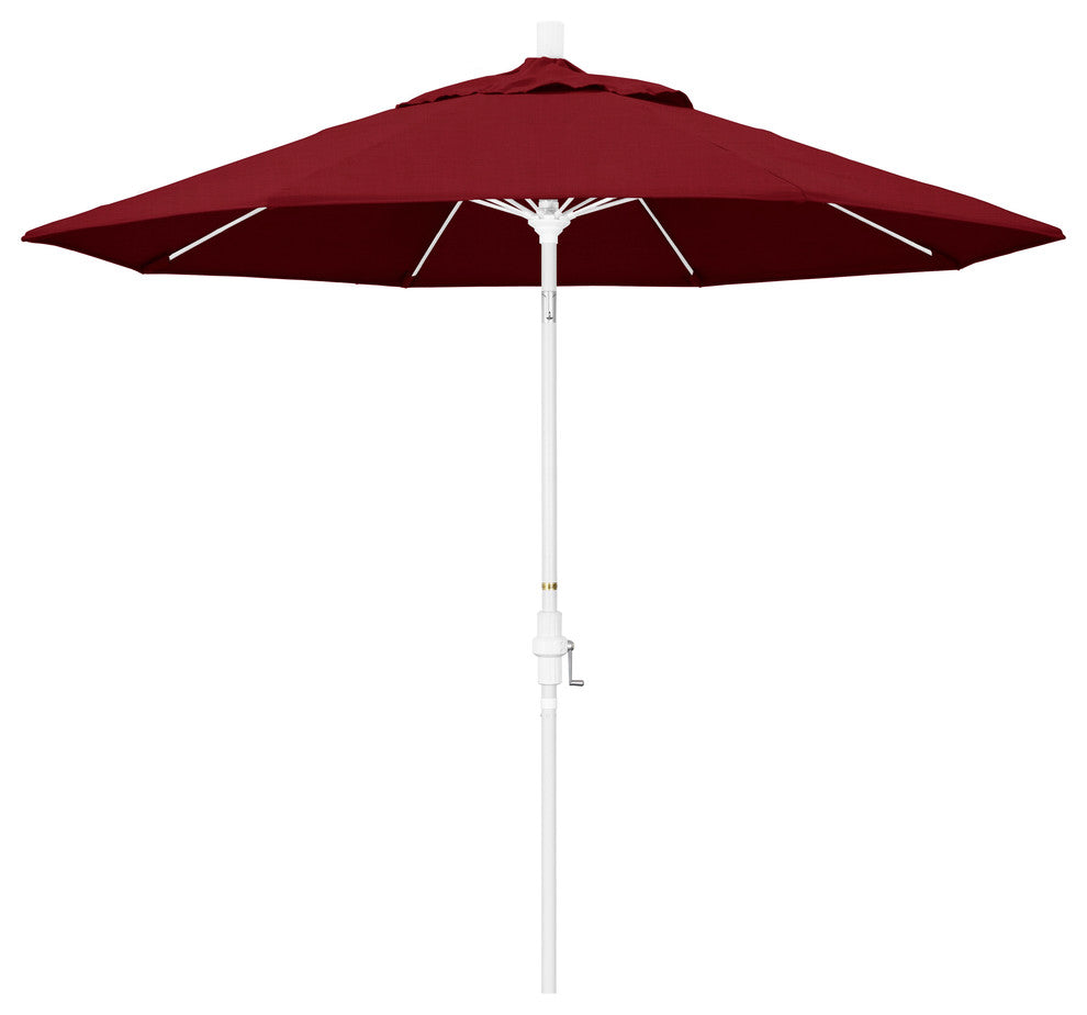 9' White Collar Tilt Lift Fiberglass Rib Aluminum Umbrella, Spectrum Ruby