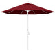9' White Collar Tilt Lift Fiberglass Rib Aluminum Umbrella, Spectrum Ruby