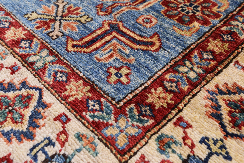 Super Kazak Geometric Handmade Wool Rug 3' 2" X 5' 1" Q10636