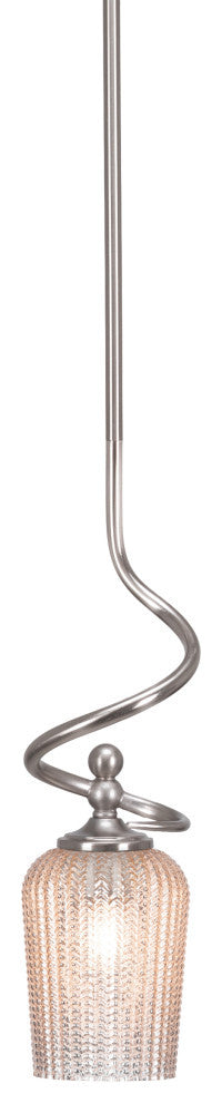 Capri Stem Mini Pendant In Brushed Nickel Finish With 5" Silver Textured Glass