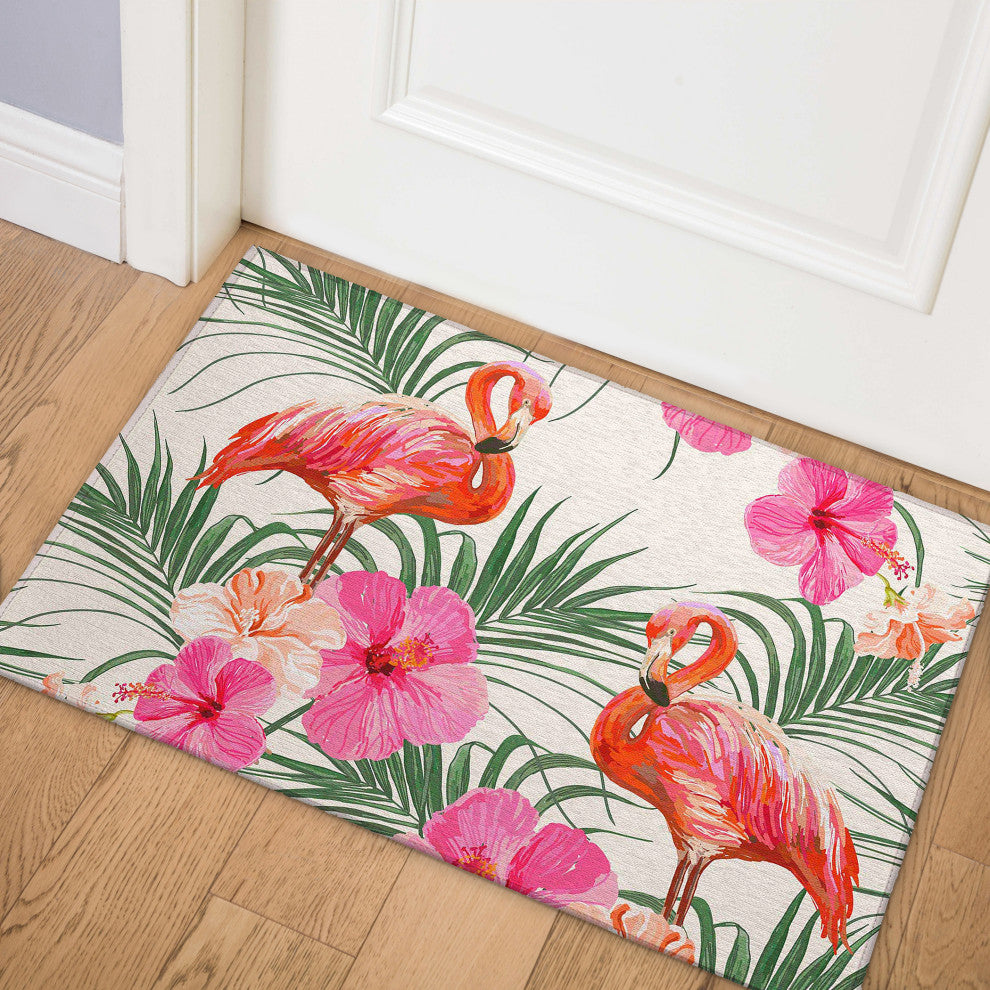 Indoor/Outdoor Tropics TC12 Ivory Machine Washable 1'8" x 2'6" Rug