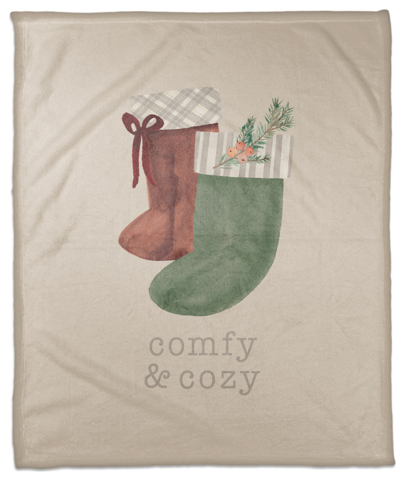Comfy Cozy Stockings 2 50x60 Coral Fleece Blanket