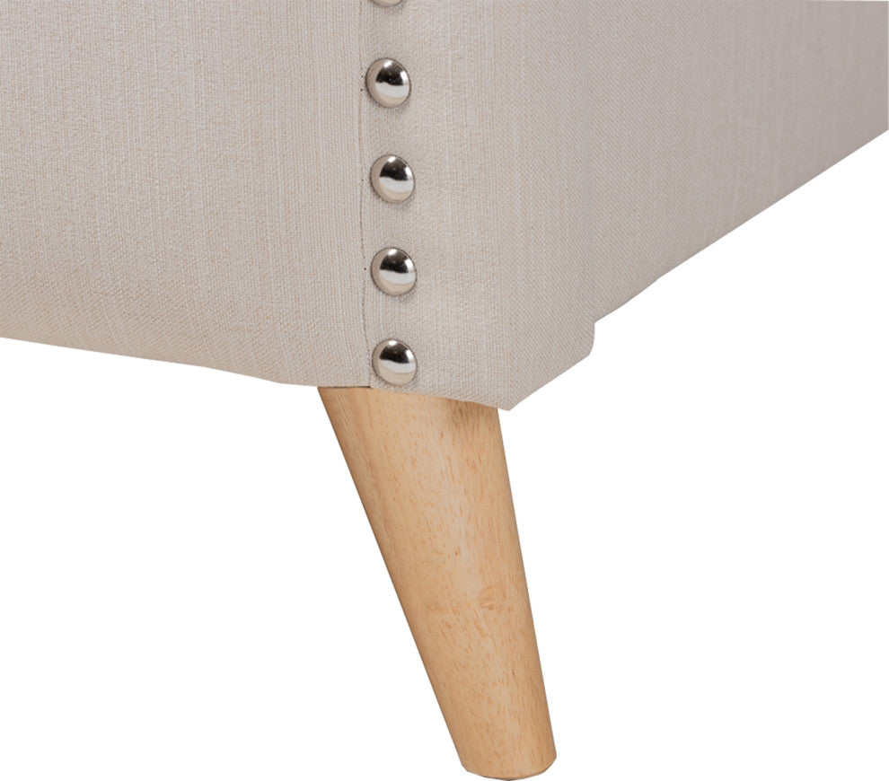 Modern & Contemporary Beige Fabric Upholstered Queen Size Platform Bed