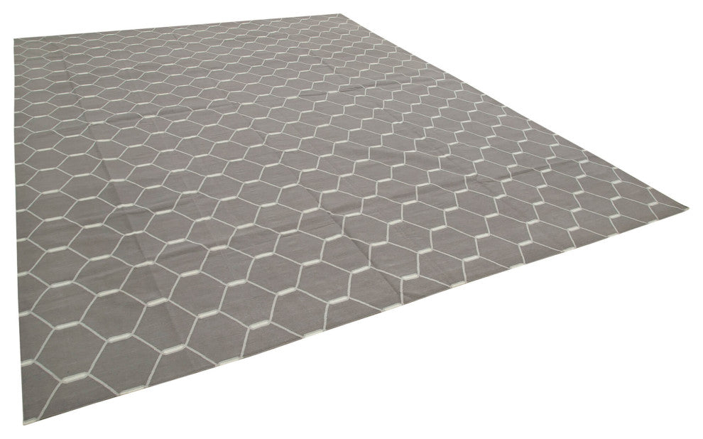 Rug N Carpet - Handmade Wool 10' 2'' x 13' 10'' Flatweave Dhurrie Kilim Rug