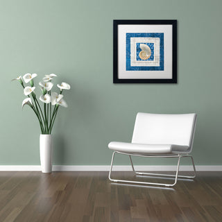 'Sea Shell II on Blue' Matted Framed Canvas Art by Belinda Aldrich