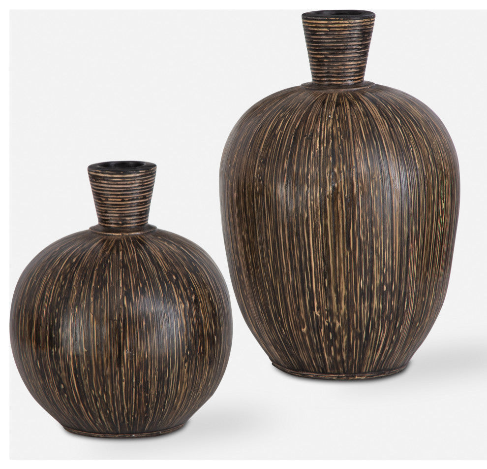 Uttermost Islander Black Vases Set of 2