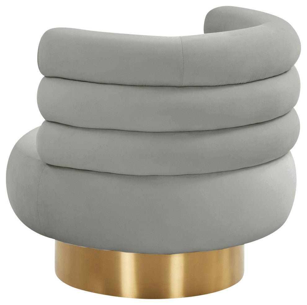 Naomi Grey Velvet Swivel Chair
