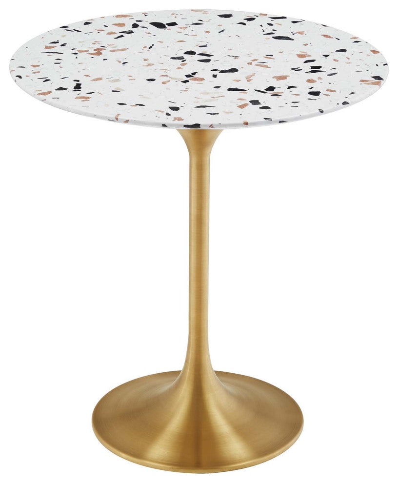 Lippa 20" Round Terrazzo Side Table, Gold Terrazzo