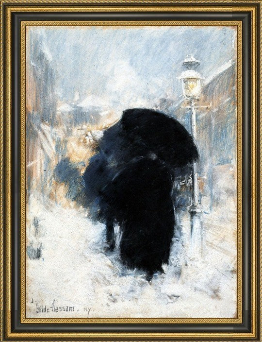Frederick Childe Hassam New York Blizzard Framed Premium Canvas Print, 16"x24"