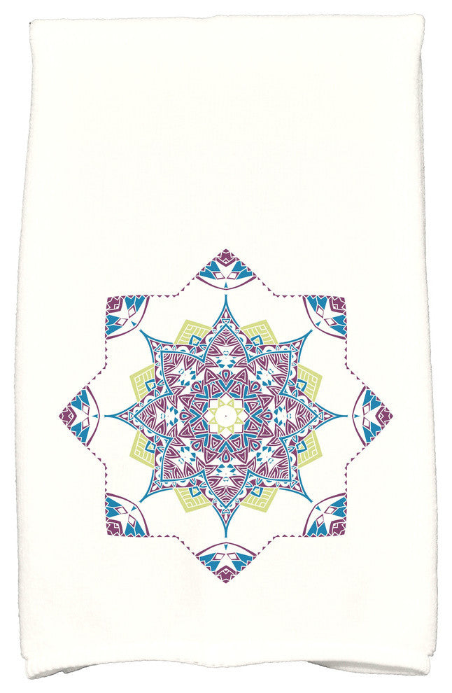 Snowflake Star Holiday Geometric Print Kitchen Towel, Purple