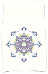 Snowflake Star Holiday Geometric Print Kitchen Towel, Purple