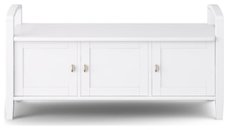 Warm Shaker Solid Wood 44" Rustic Entryway Storage Bench, White