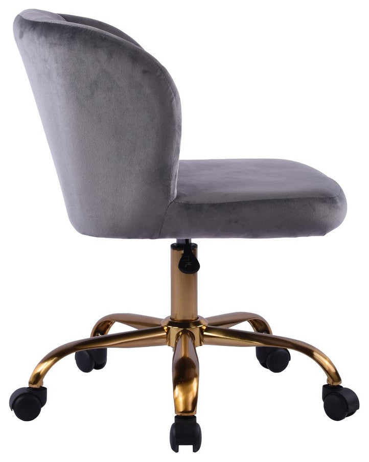 Rylee Swivel Vanity Chair with 360 Degree Rotation, Dark Grey