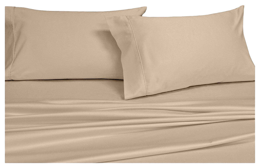 100% Cotton 250 TC Solid Percale Sheet Set, Tan, King